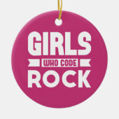 Meisjes die rock code, roze w / aangepaste tekst k keramisch ornament (Voorkant)