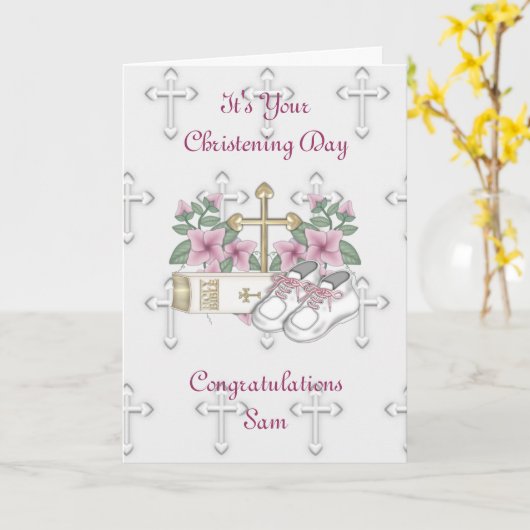 Meisjes die Schoenen dopen Kaart (Gele Bloem)