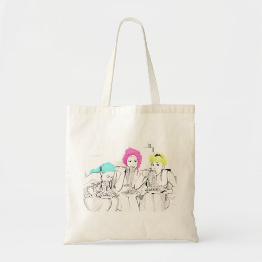 MEISJES DIE SPAGHETTI ETEN TOTE BAG (Voorkant)