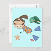 Meisjes die T-shirts en cadeautjes zwemmen Briefkaart (Voorkant / Achterkant)