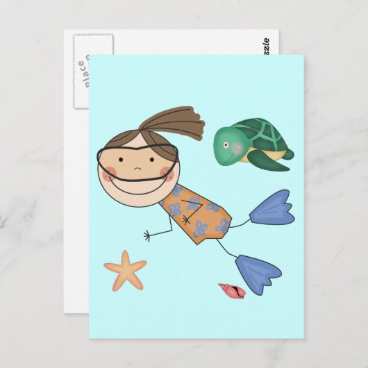 Meisjes die T-shirts en cadeautjes zwemmen Briefkaart (Voorkant / Achterkant)