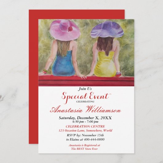 MEISJES DIE TERUGDENKEN AAN EEN UITNODIGING VOOR E (Voorkant / Achterkant)