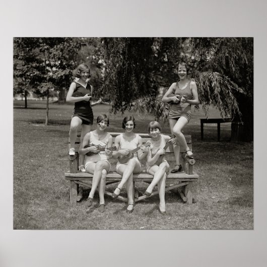 Meisjes die Ukuleles spelen, 1926.  foto Poster (Voorkant)