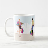  meisjes die winkelen in de stad koffiemok (Links)