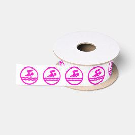 Meisjes die zwemmen en zwemmen roze zwembad satijnen lint