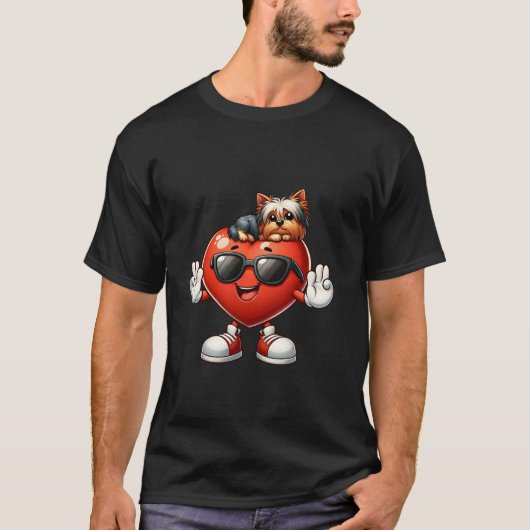 Meisjes Dierenvrienden Yorkshire Terrier Valentijn T-shirt (Voorkant)