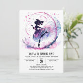 Meisjes digitale ballerina verjaardag kaart (Staand voorkant)