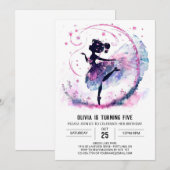 Meisjes digitale ballerina verjaardag kaart (Voorkant / Achterkant)