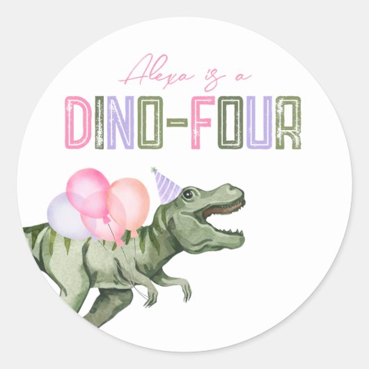 Meisjes Dino-Four Party Stickers (Voorkant)