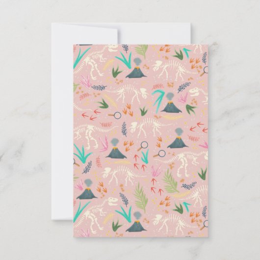 Meisjes Dinosaur Fossil Verjaardag Roze Dank je Bedankkaart (Achterkant)