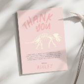 Meisjes Dinosaur Fossil Verjaardag Roze Dank je Bedankkaart