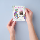 Meisjes Dinosaurus Budget Verjaardagsfeest Uitnodi Flyer (Hand)