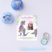 Meisjes Dinosaurus Budget Verjaardagsfeest Uitnodi Flyer (Enkel)