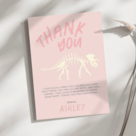 Meisjes Dinosaurus Fossiel Verjaardag Roze Bedankt