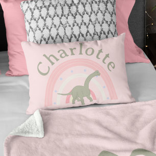 Meisjes Dinosaurus Regenboog Roze Slaapkamer Maatw Accent Kussen