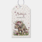 Meisjes Dinosaurus Verjaardag Cadeaulabel (Voorkant)