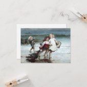 Meisjes doen alsof ze paarden op het strand zijn kaart (Voorkant / Achterkant in situ)