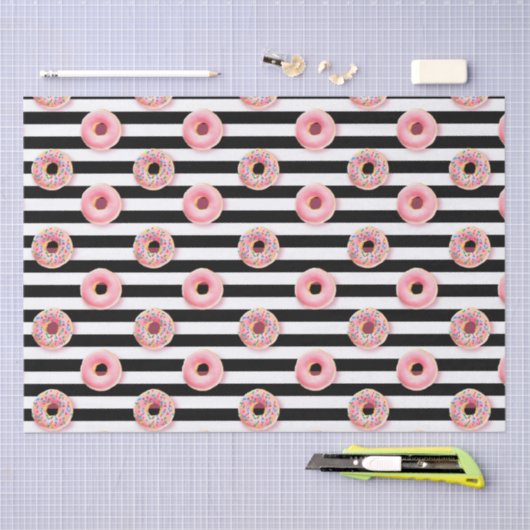 Meisjes Donuts patroon roze witte strepen Tissuepapier (Craft)