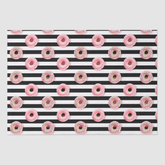 Meisjes Donuts patroon roze witte strepen Tissuepapier (Voorkant)