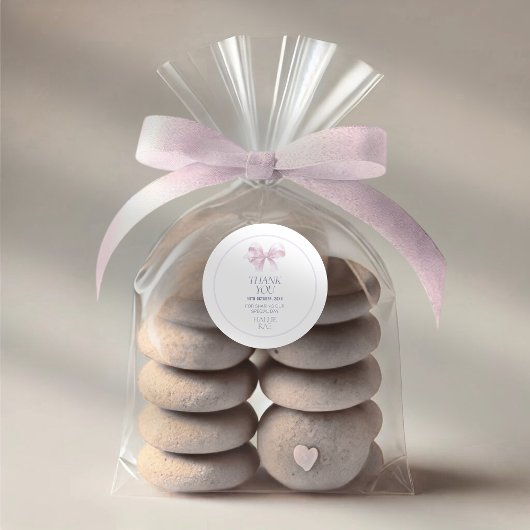 Meisjes Doop Bedank Sticker – Roze Strik