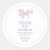 Meisjes Doop Bedankt Sticker – Roze Boog (Voorkant)