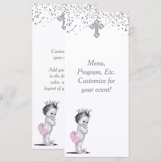 Meisjes Doop Christening Menu Programma (Voorkant / Achterkant)