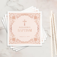 Meisjes Doop Roze Goud Blush Roze Elegante Vintage