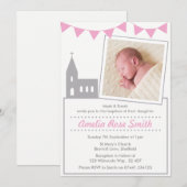 Meisjes doop/uitnodiging kaart (Voorkant / Achterkant)