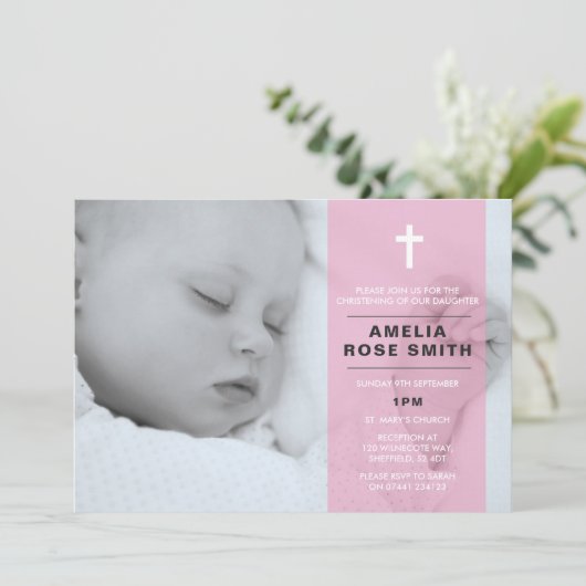 Meisjes doop/uitnodiging kaart (Staand voorkant)