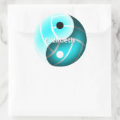 meisjes douane yin en yang turquoise volleyball ronde sticker (Tas)
