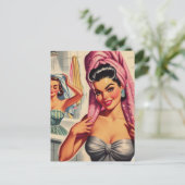  Meisjes Douche Illustratie Briefkaart (Staand voorkant)