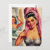  Meisjes Douche Illustratie Briefkaart (Voorkant / Achterkant)