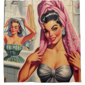  Meisjes Douche Illustratie Douchegordijn (Voorkant)