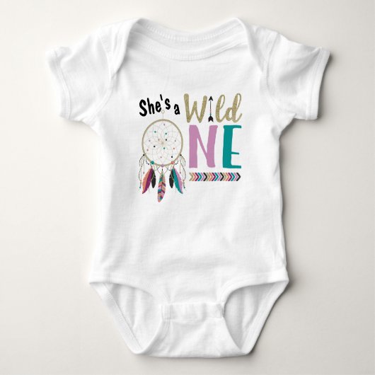 Meisjes Dreamcatcher Wild ONE 1st Birthday Outfit Romper (Voorkant)