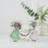  meisjes Dress Petten Antiek Pasen Feestdagenkaart (Staand voorkant)