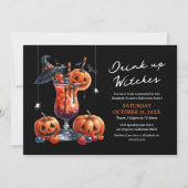 Meisjes Drinken heksen op Halloweenfeest Kaart (Voorkant)