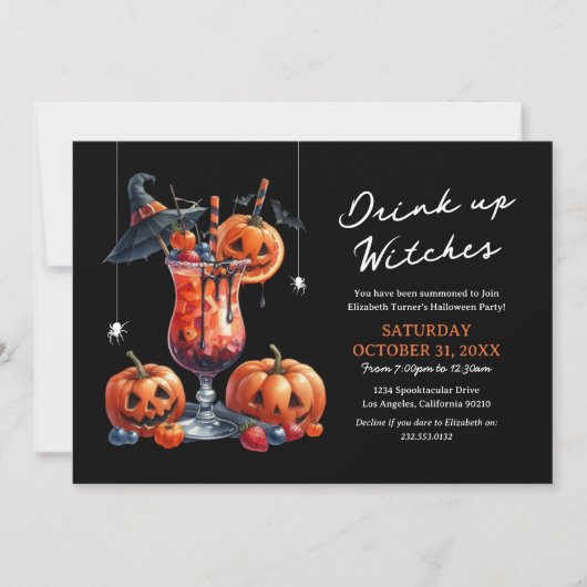 Meisjes Drinken heksen op Halloweenfeest Kaart (Voorkant)