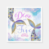 Meisjes Duiken in Vijf 5e Verjaardag Papier Servet (Voorkant)