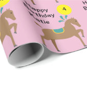 Meisje's editable schattig cartoon paard cadeaupapier (Rol Hoek)