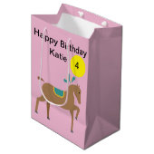 Meisje's editable schattig cartoon paard leeftijd medium cadeauzakje (Voorkant Gekanteld)