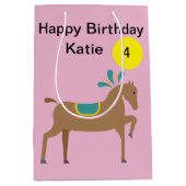 Meisje's editable schattig cartoon paard leeftijd medium cadeauzakje (Voorkant)