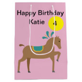 Meisje's editable schattig cartoon paard leeftijd medium cadeauzakje (Achterkant)