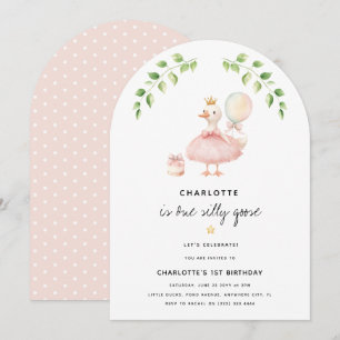 Meisjes Een Gekke Gans 1e Verjaardagsfeest Kaart