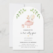 Meisjes Een Gekke Gans 1e Verjaardagsfeest Kaart (Voorkant)