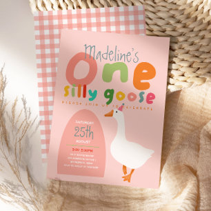 Meisjes Een Gekke Gans Zomer Kinder Eerste Verjaar Kaart