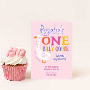 Meisjes Een Gekke Gans Zomer Kinder Eerste Verjaar Kaart