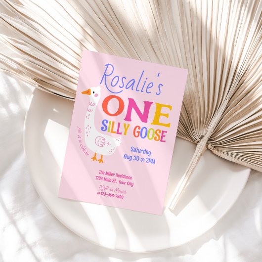 Meisjes Een Gekke Gans Zomer Kinder Eerste Verjaar Kaart