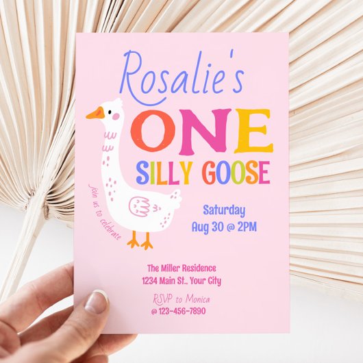 Meisjes Een Gekke Gans Zomer Kinder Eerste Verjaar Kaart