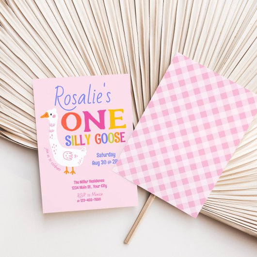 Meisjes Een Gekke Gans Zomer Kinder Eerste Verjaar Kaart