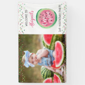 Meisjes Eén in een Melon 1e verjaardag Welkom Spandoek (Verticaal)